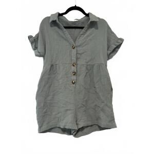 Altr'd State moss green gauze cotton shorts jumpsuit sz M #1667